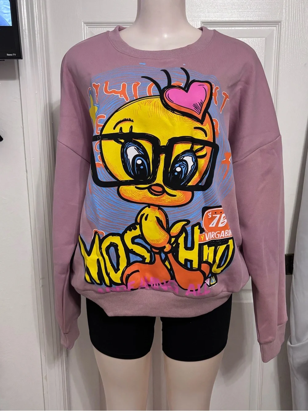 Graphic Tweety Pink Pullover Sweatshirt